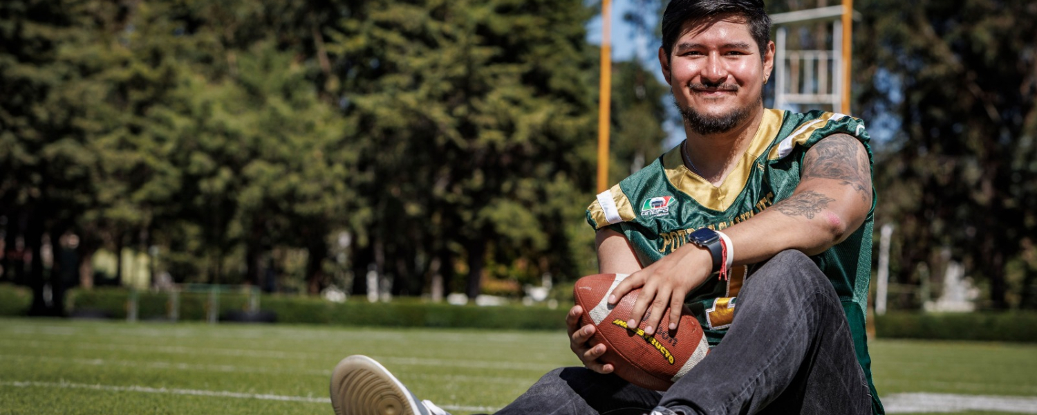 Samuel Cabral Hernández, integrante de Potros Salvajes de la UAEMéx, presente en el Tazón Azteca